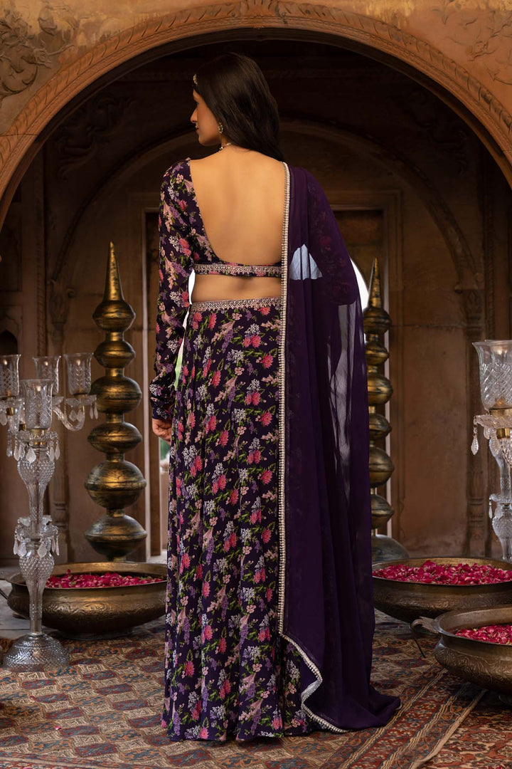 Purple Printed Lehenga Set