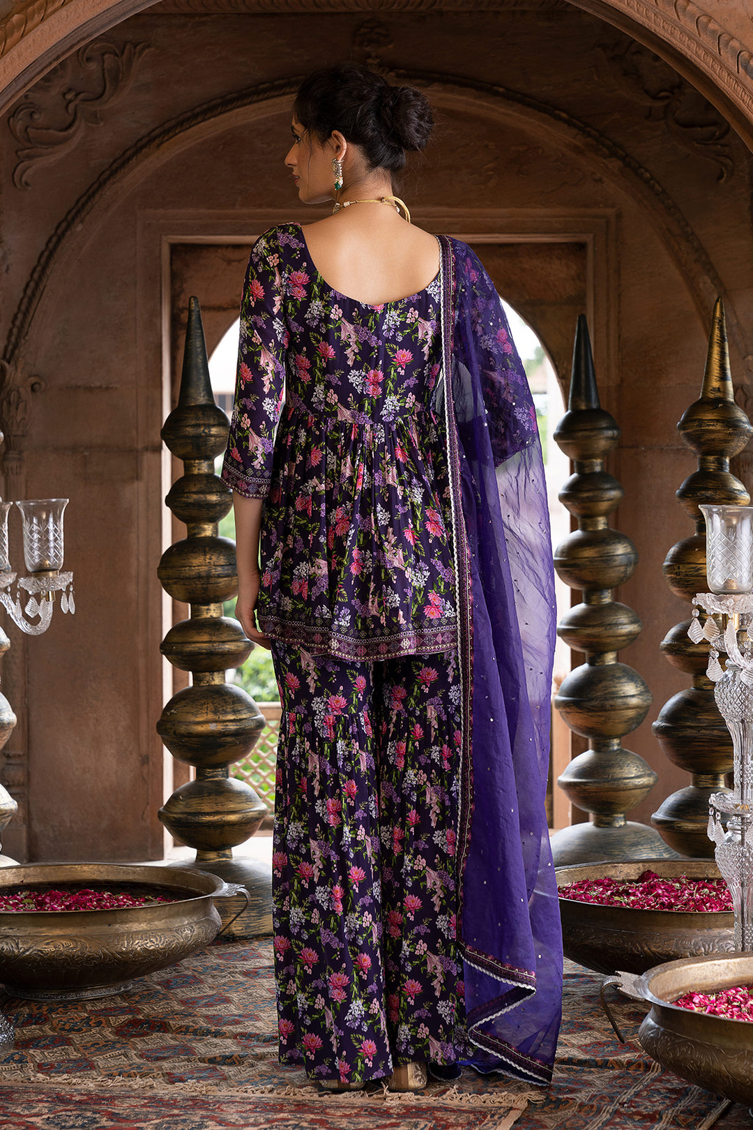 Purple Printed Sharara Set