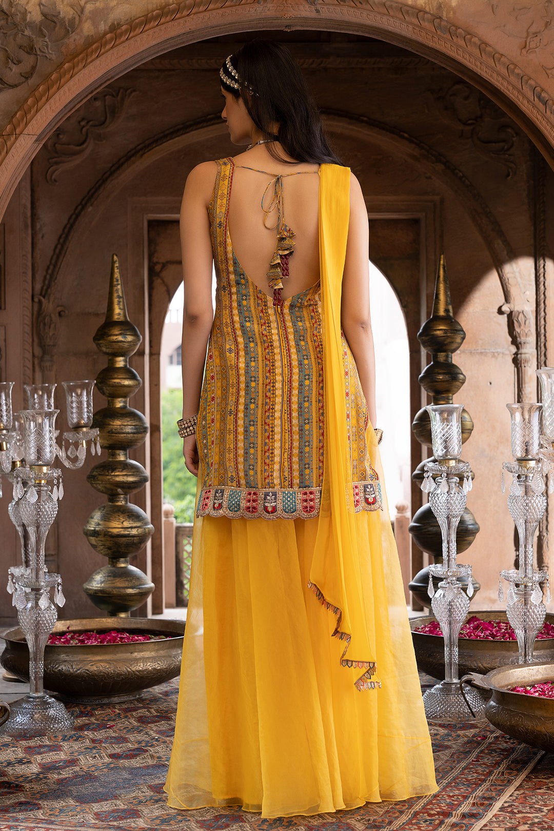 Yellow Printed Kurta With Palazzo