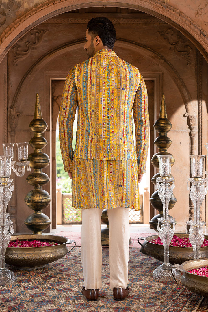 Yellow Printed Bundi Set