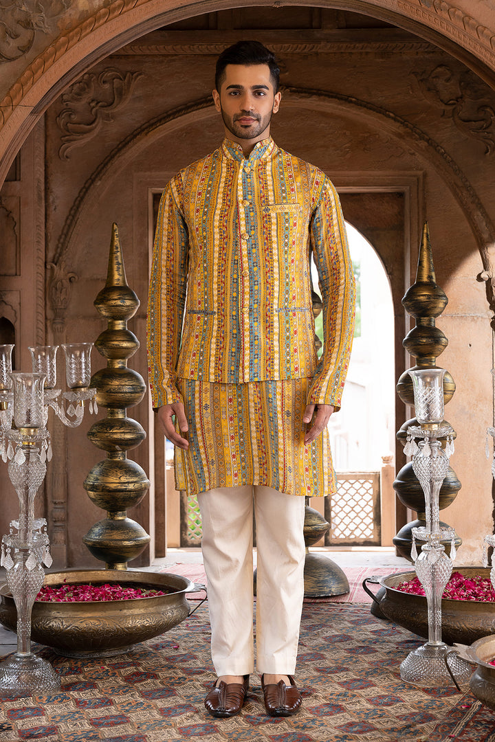 Yellow Printed Bundi Set