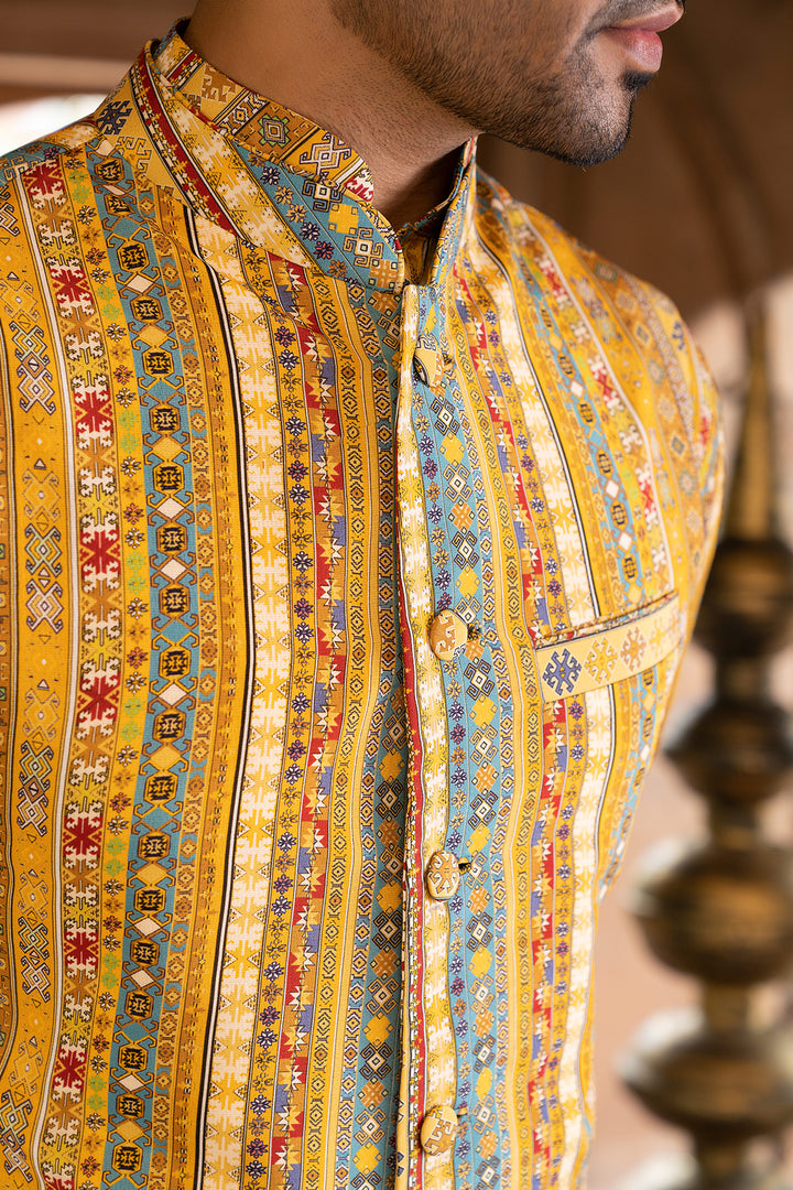 Yellow Printed Bundi Set