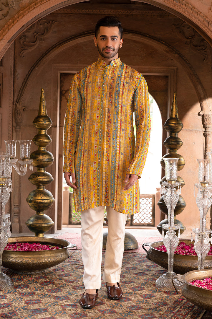 Yellow Printed Kurta Set