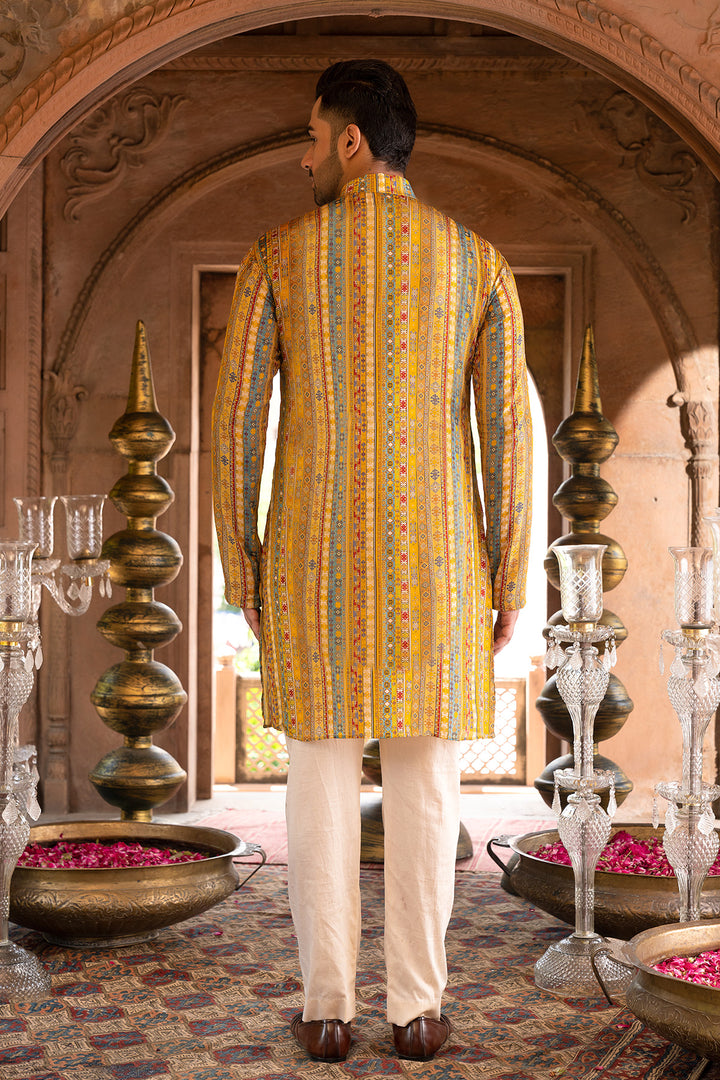 Yellow Printed Kurta Set