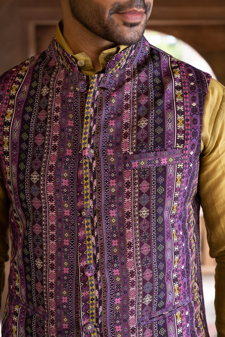 Purple Printed Bundi Set