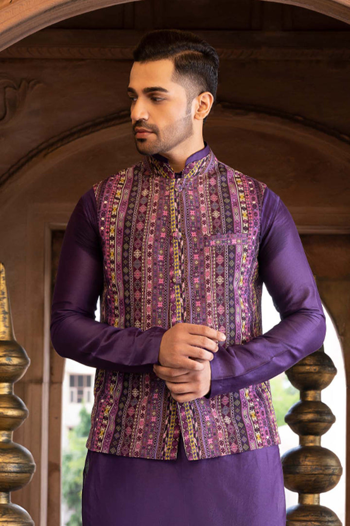 Purple Printed Bundi